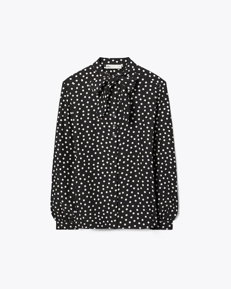 Tory Burch Bedruckte Schluppenbluse aus Seide Black