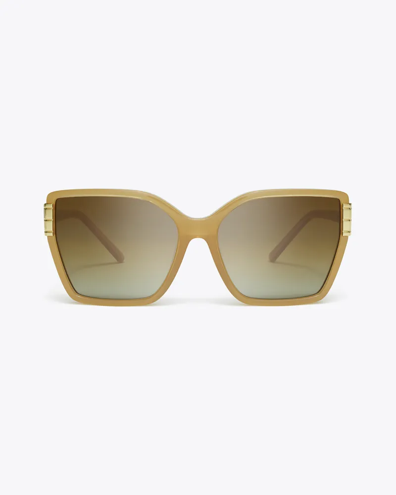 Tory Burch Damen Eckige Eleanor Oversize-Sonnenbrille Milky