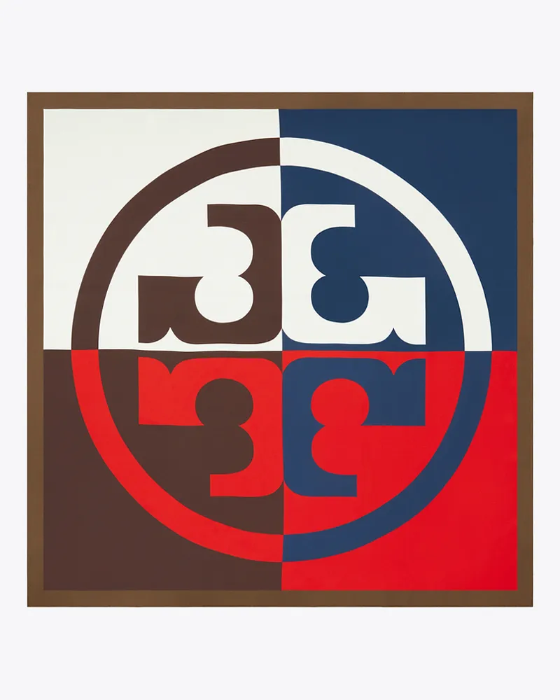 Tory Burch Damen Seidentuch mit Colorblock-Logo Tory