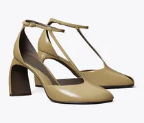 Damen Peeptoe-Sandale mit T-Riemen und Absatz