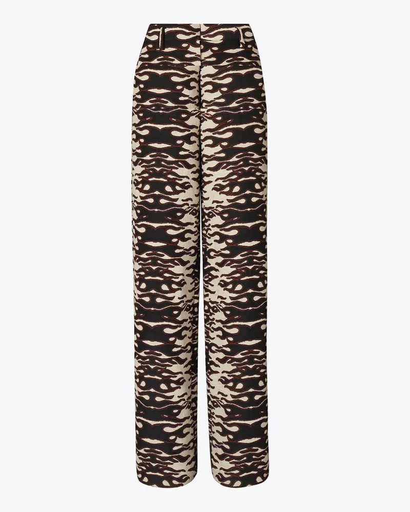 Tory Burch Damen Jacquardhose mit weitem Beinschnitt Black