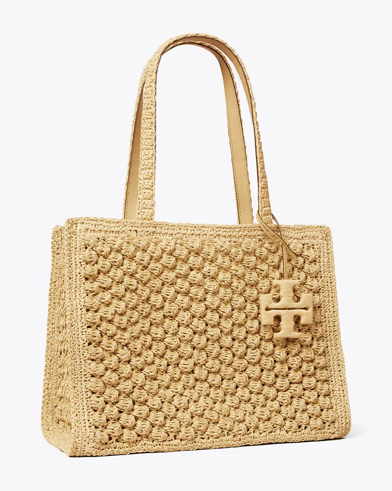 Tory Burch Damen Small Ella Hand-Crocheted Popcorn Tote Natural