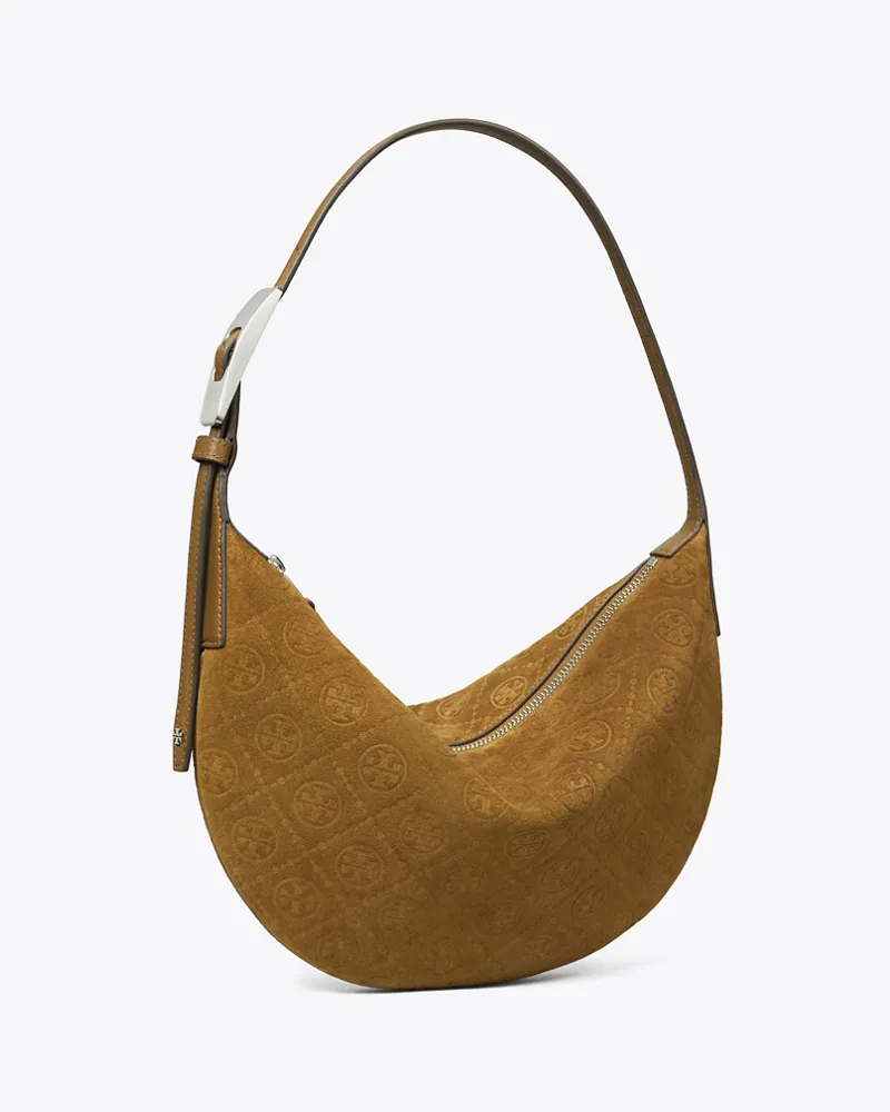 Tory Burch Damen Kleine Balloon Bag aus Wildleder mit T-Monogramm Chicory