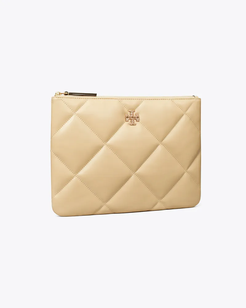 Tory Burch Damen Kira Pouch mit Rautensteppung und Pavé-Logo Vanilla