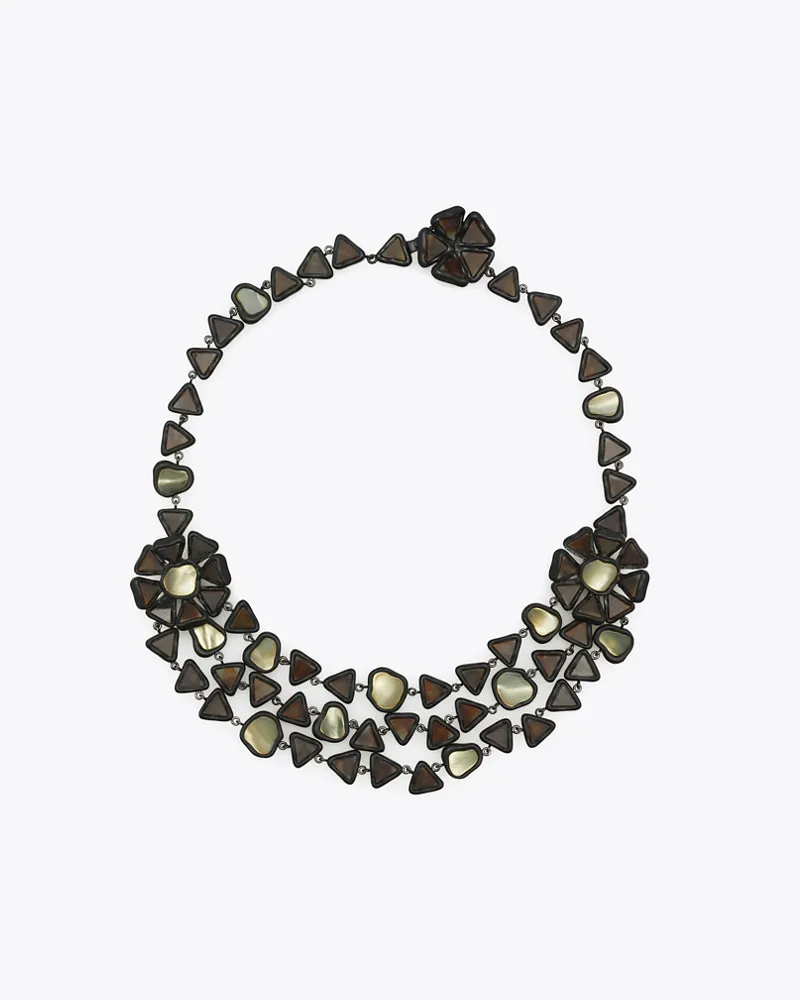 Tory Burch Damen Dreireihige Curiosity Halskette aus Kunstharz Black