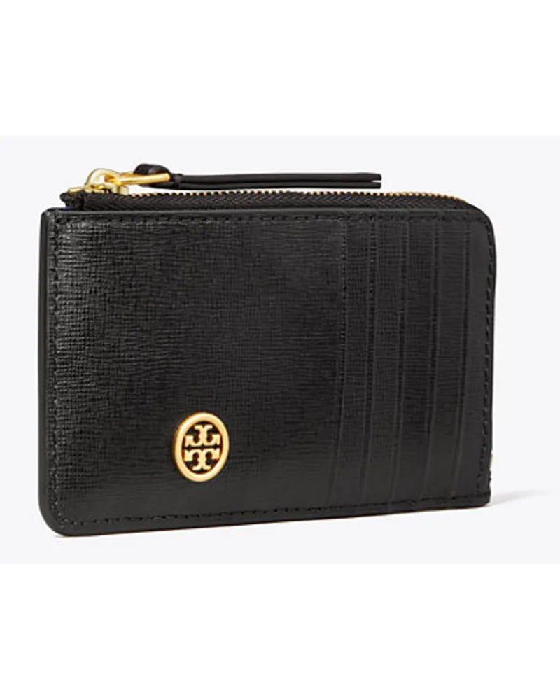 Tory Burch Robinson Top-Zip Card Case Black