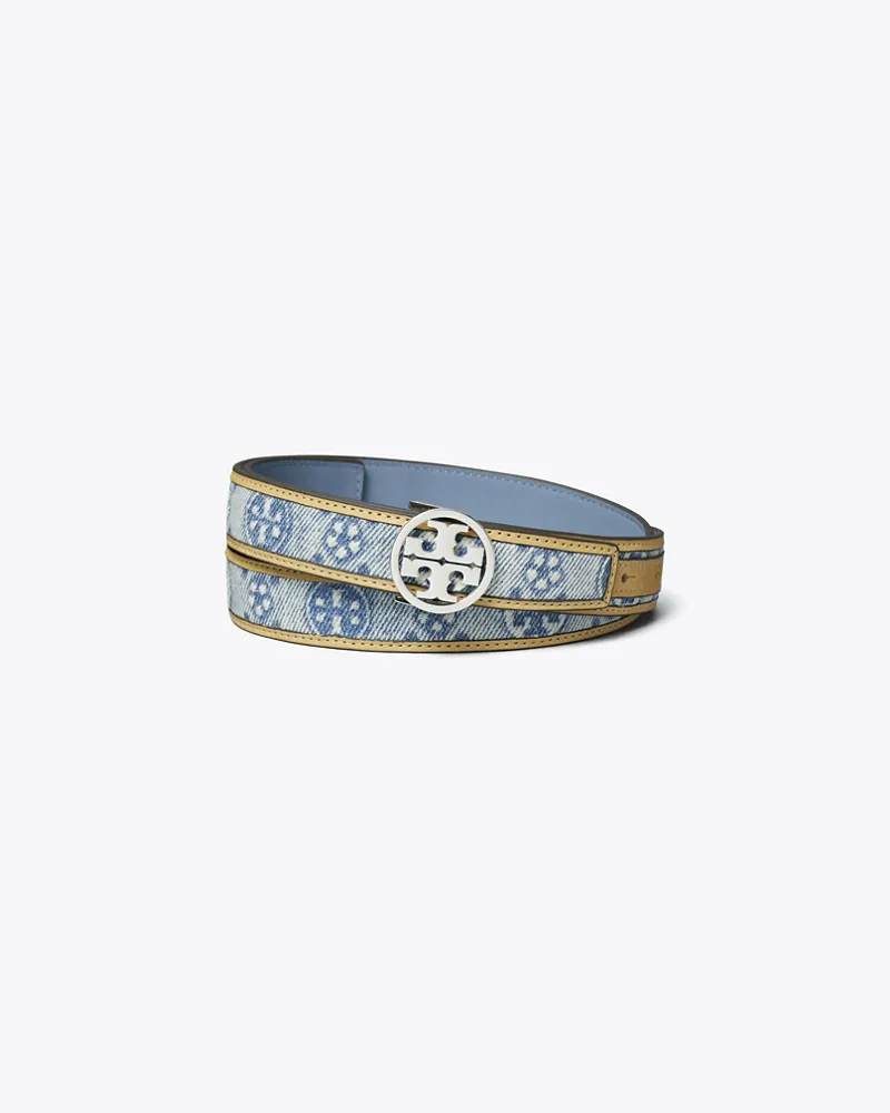 Tory Burch Damen Miller Gürtel aus Denim, 2,5 cm Powder