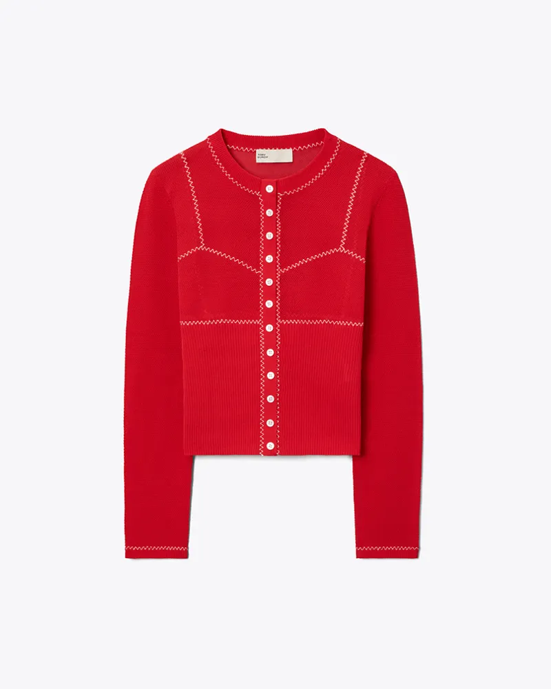 Tory Burch Meshcardigan aus Baumwolle und Nylon Bright