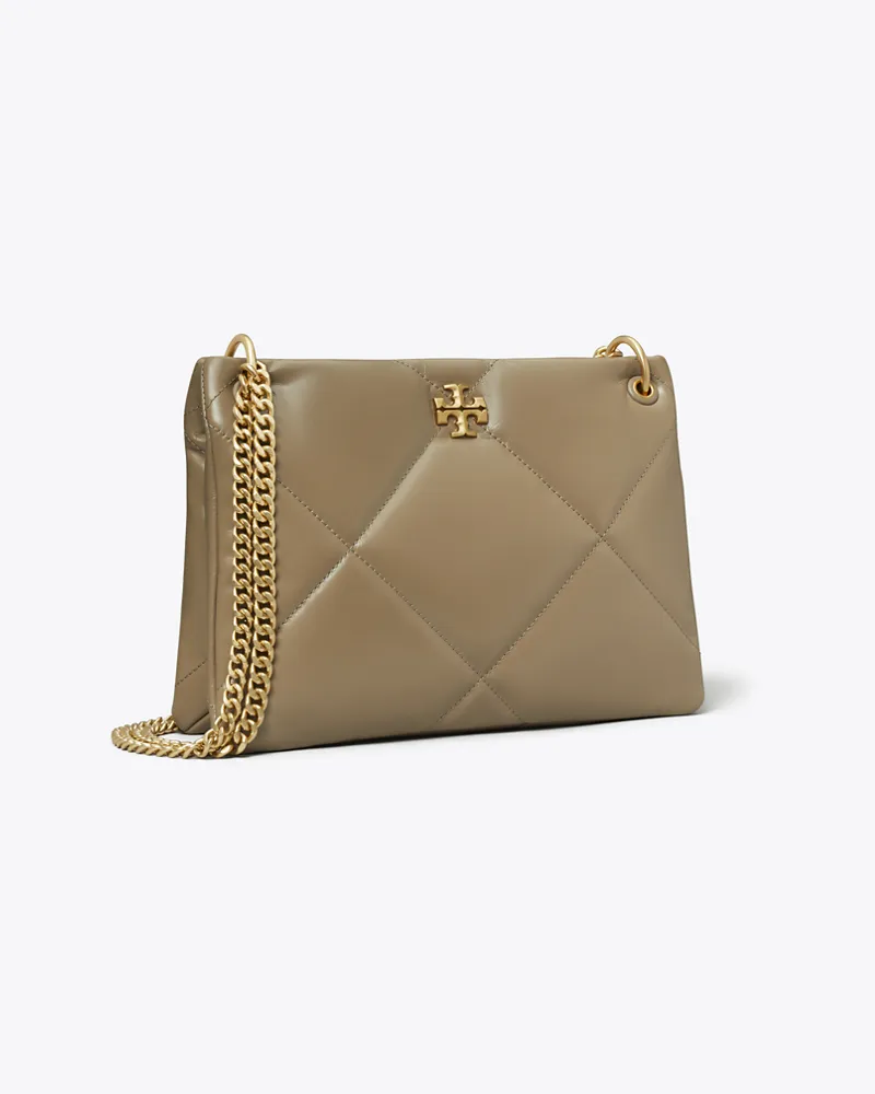 Tory Burch Damen Kleine Kira Schultertasche mit Rautensteppung Taupe