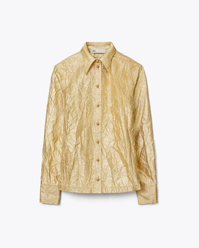 Tory Burch Damen Crushed Silk Shirt White