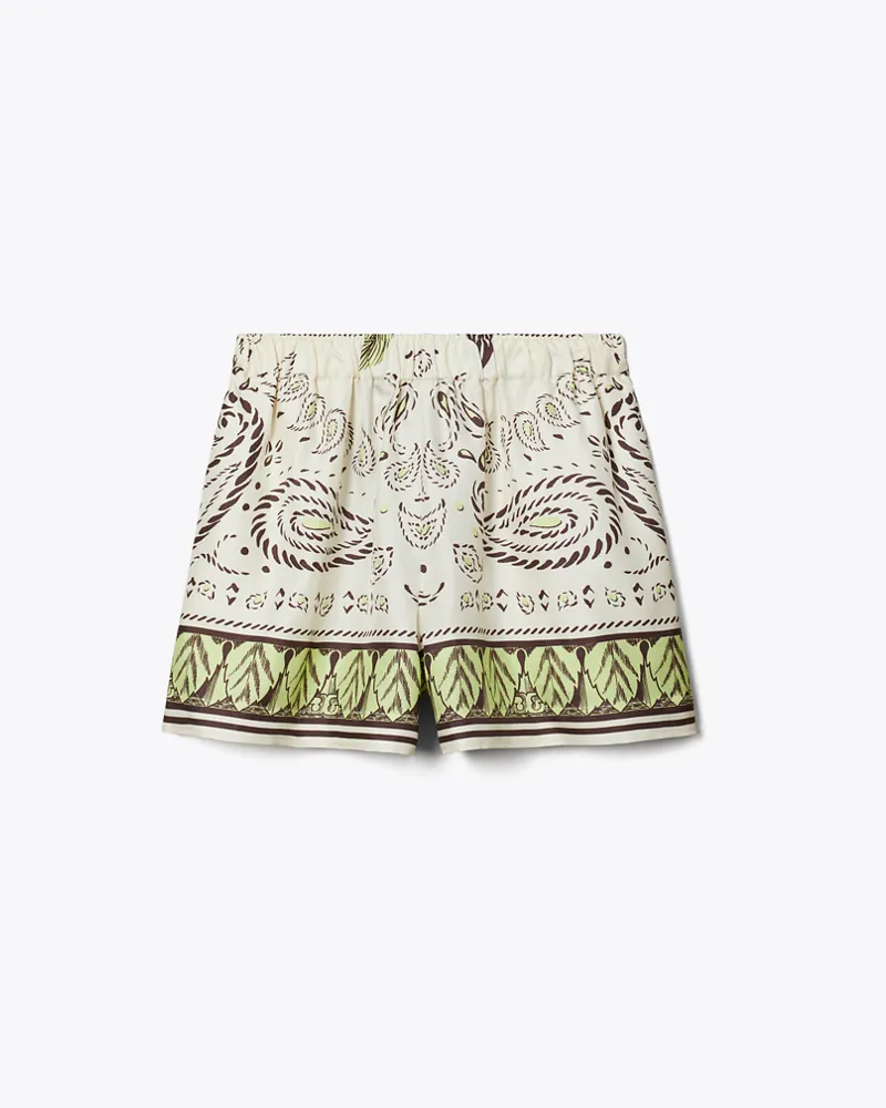 Tory Burch Damen Silk Camp Shorts Mint