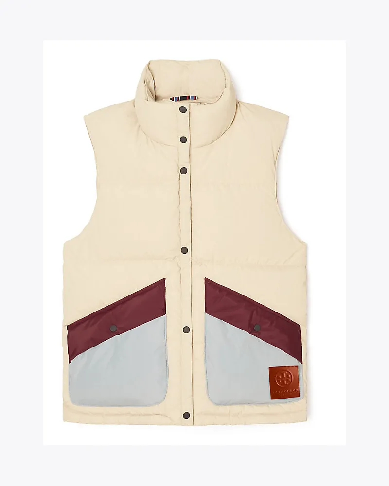 Tory Sport Daunenweste In Blockfarben Khaki
