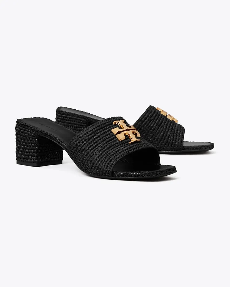 Tory Burch Eleanor Sandalette aus Raffiabast Black