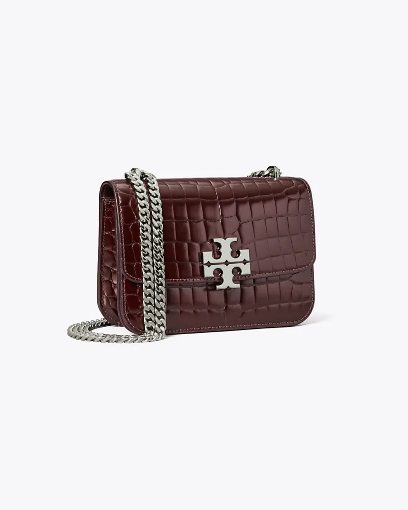 Tory Burch Damen Kleine Eleanor Schultertasche mit Krokoprägung Deep
