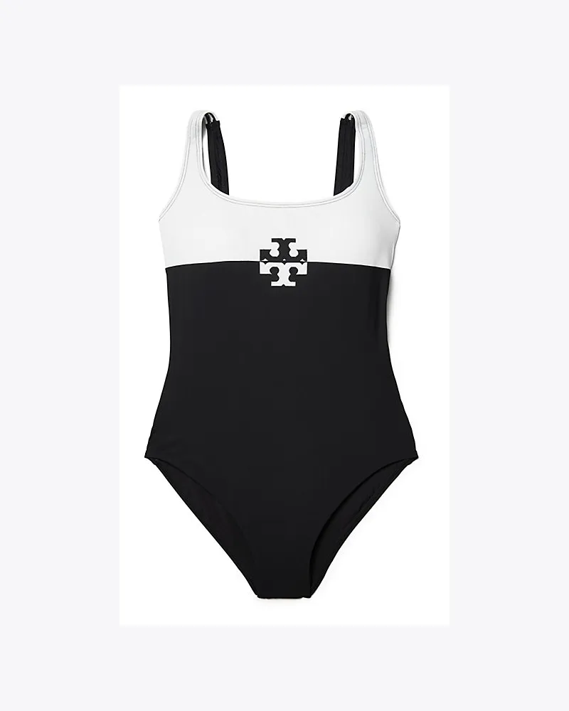 Tory Burch Badeanzug In Blockfarben Mit Logo 