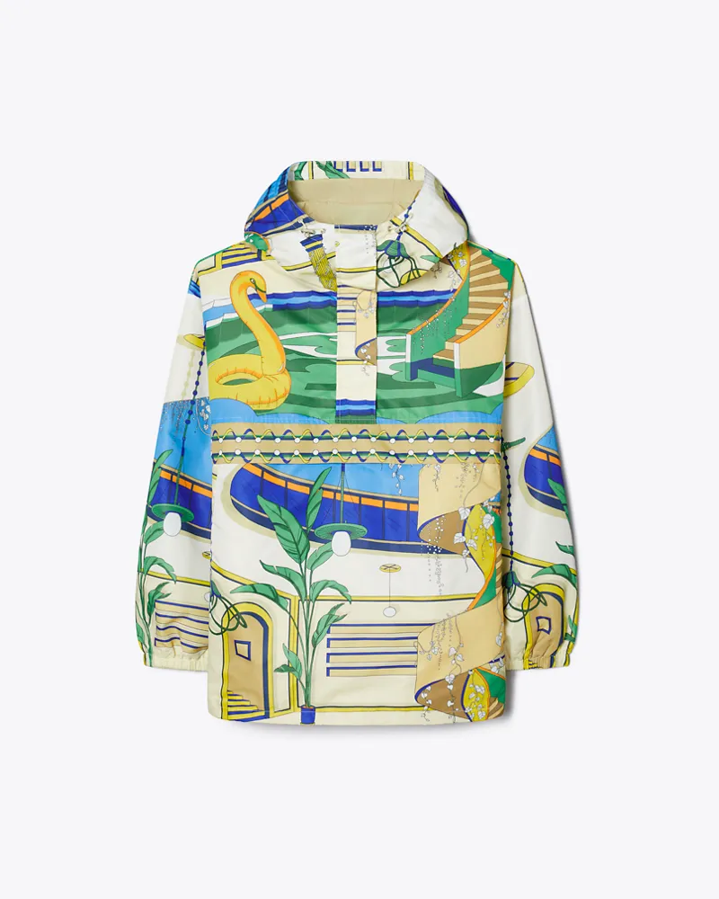 Tory Burch Damen Nylon Half-Zip Anorak Green