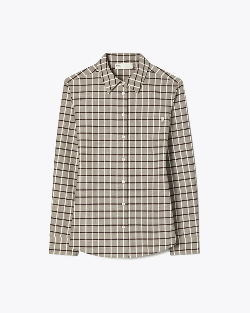 Tory Burch Damen Wollhemd Plum