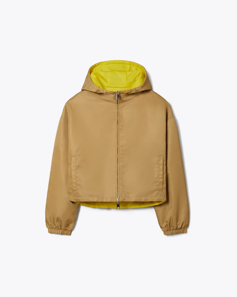 Tory Burch Damen Wendbare, kurze Nylonjacke Green