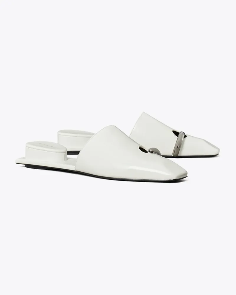 Tory Burch Damen Pantolette mit Piercingdetail White