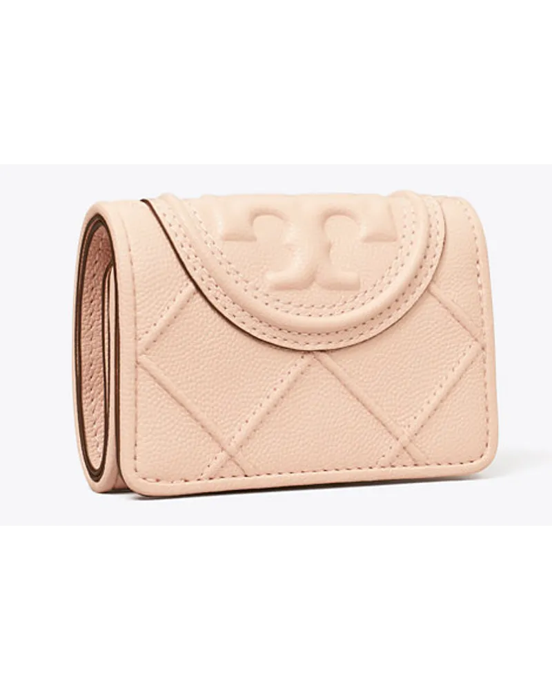 Tory Burch Fleming Soft Polished-Grain Small Flap Wallet Pink