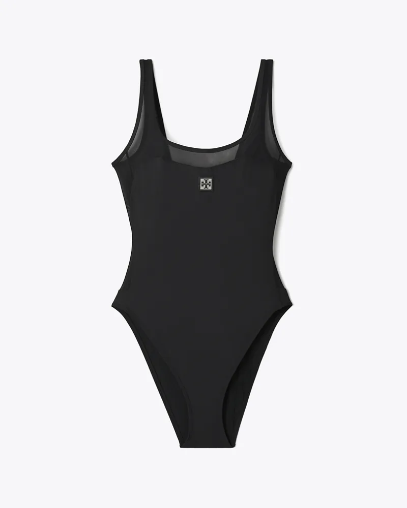 Tory Burch Damen Mesh Tank Swimsuit Black