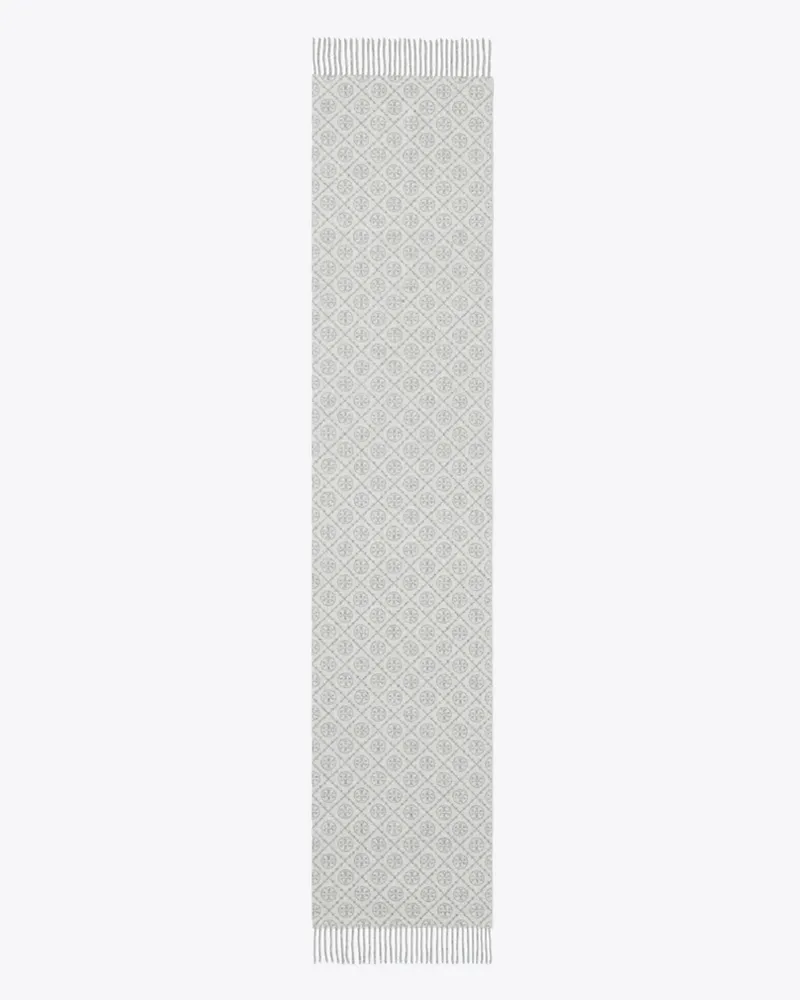 Tory Burch Damen Länglicher Schal mit T-Monogramm Gray
