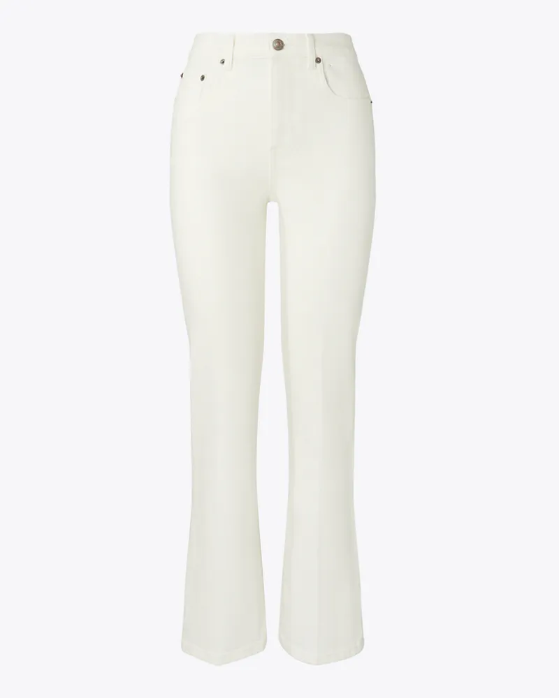 Tory Burch Damen Verkürzte, ausgestellte Jeans White