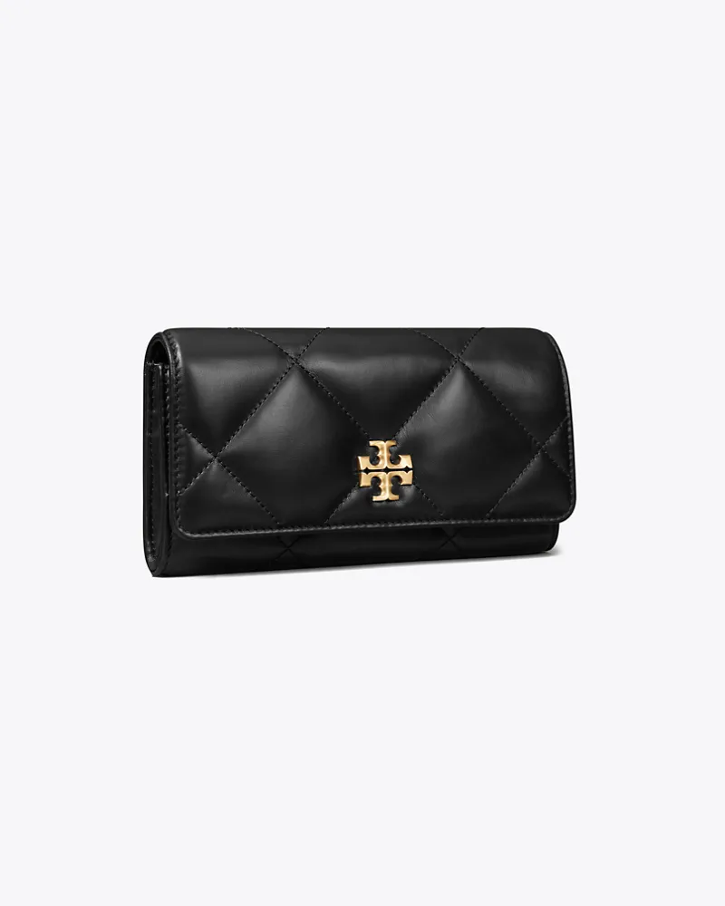 Tory Burch Damen Kira Geldbörse mit Rautensteppung und Umschlag Black