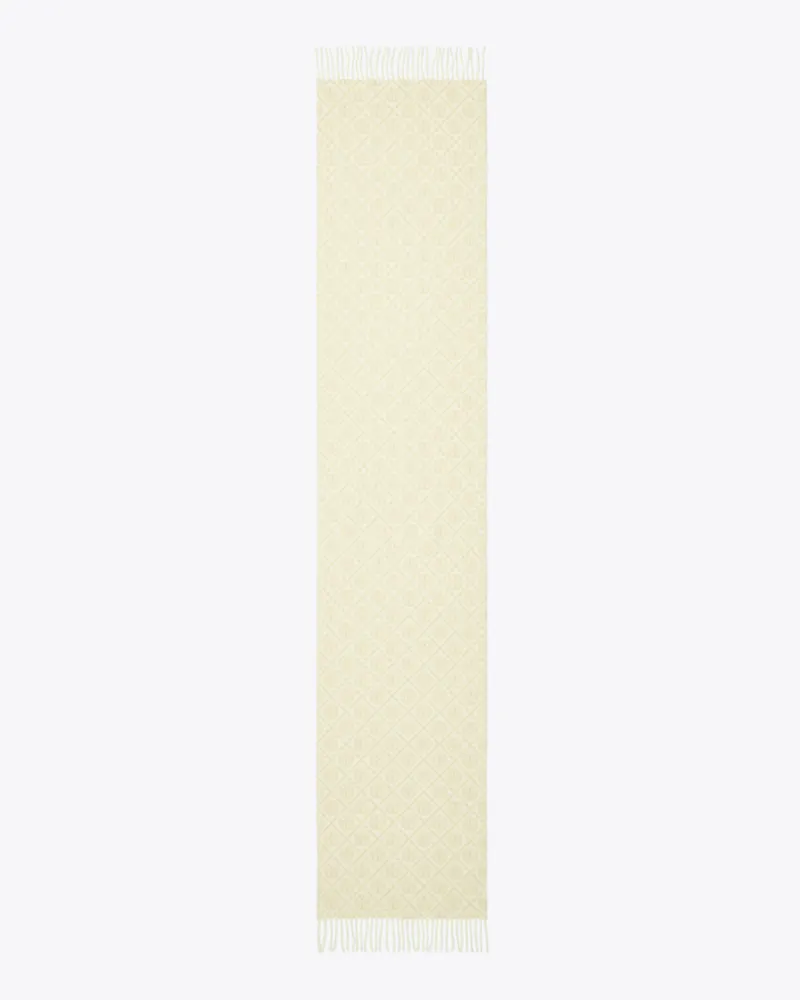 Tory Burch Damen Länglicher Schal mit T-Monogramm Ivory