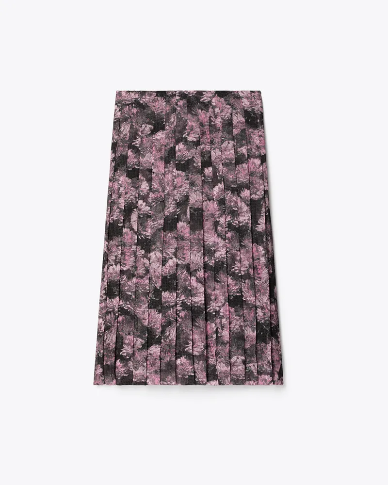 Tory Burch Damen Faltenrock aus bedruckter Seide Pink