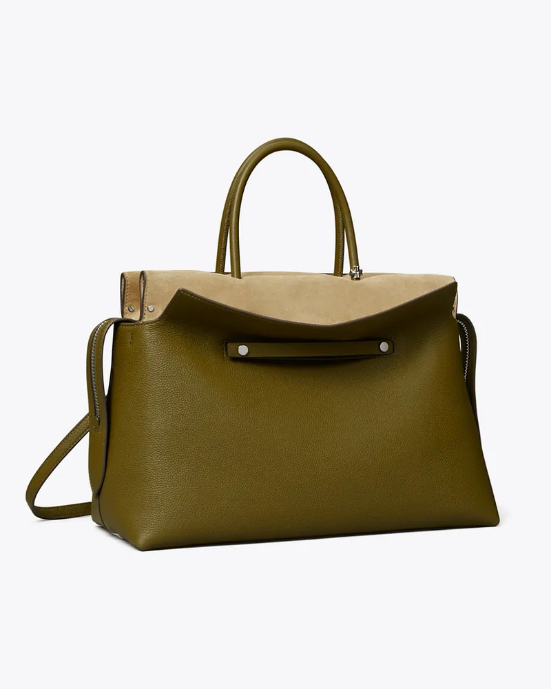 Tory Burch Damen Große Mercer Henkeltasche aus Strukturleder Leccio