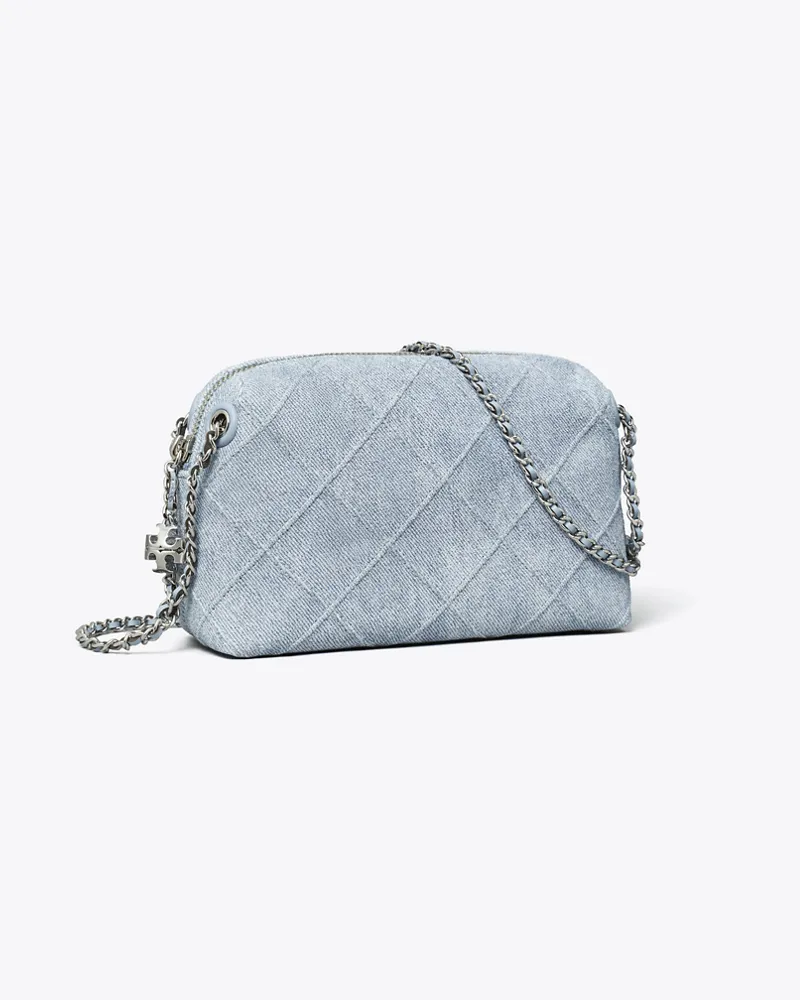Tory Burch Damen Weiche Fleming Crossbody Bag aus Wildleder mit Denim-Print Denim