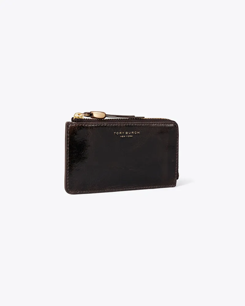 Tory Burch Romy Kartenetui im Used-Look mit Reißverschluss Dark