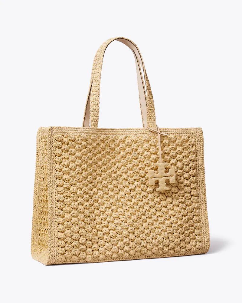 Tory Burch Damen Large Ella Hand-Crocheted Popcorn Tote Natural
