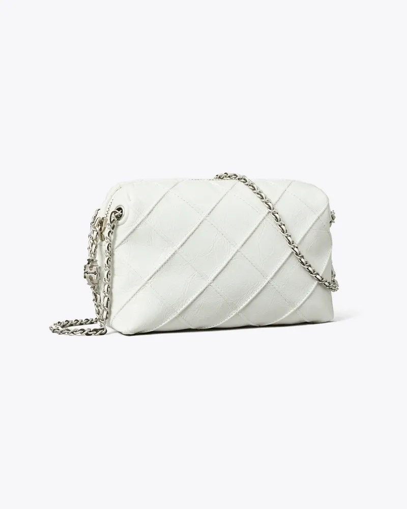 Tory Burch Damen Weiche Fleming Crossbody Bag im Used-Look Blanc