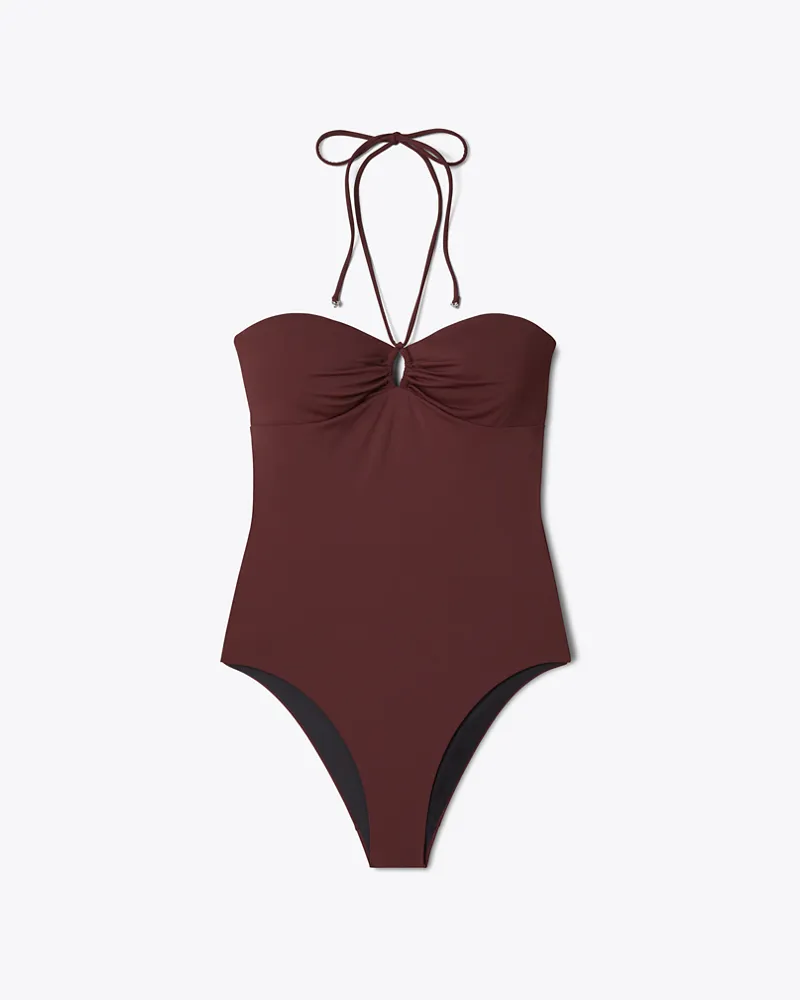 Tory Burch Damen Halter Swimsuit Merlot