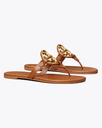 Tory Burch Miller Soft Metal Logo Sandal Bourbon