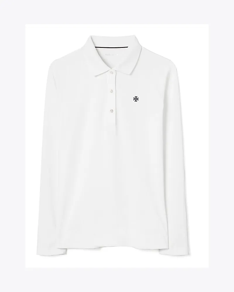 Tory Sport Klassisches Langarmpoloshirt Aus Technischem Piqué Snow
