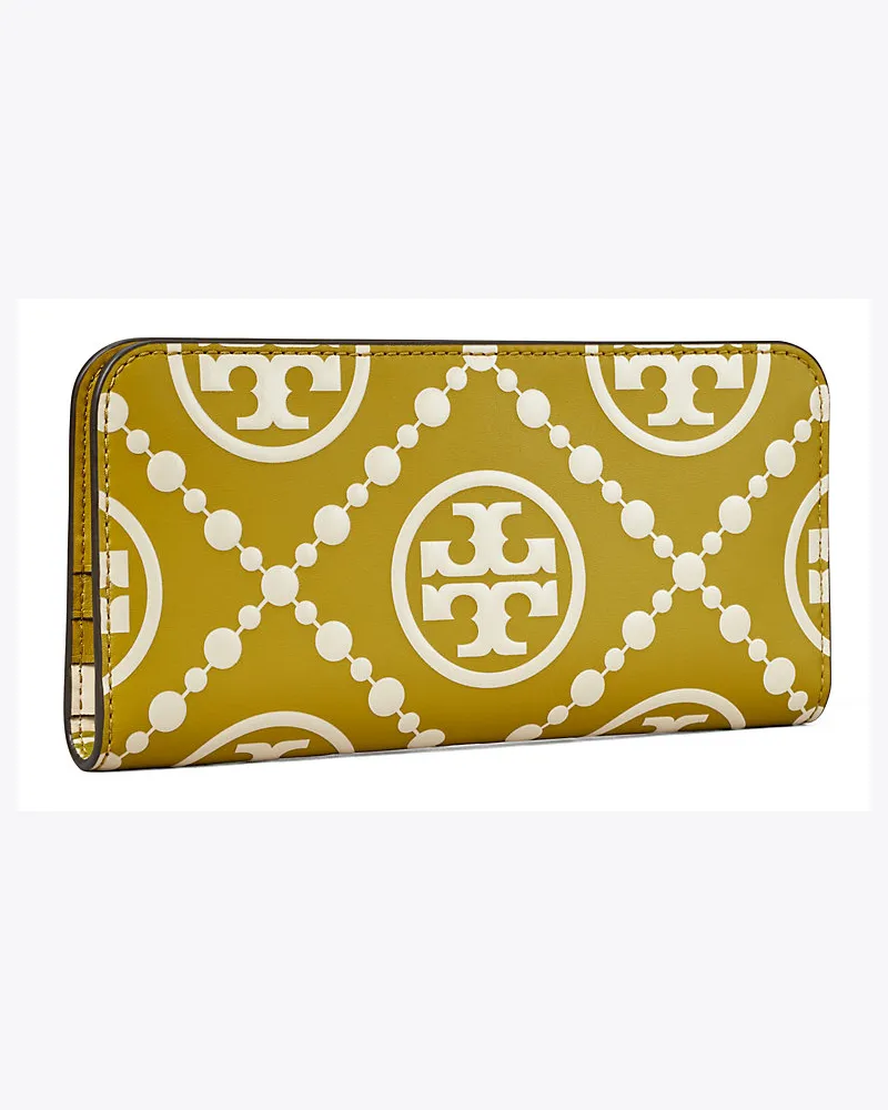 Tory Burch Kontrastierend Geprägte, Schmale Geldbörse Mit Reißverschluss Und T-Monogramm 