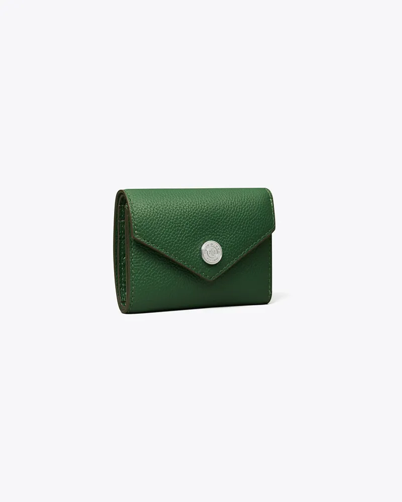 Tory Burch Damen Kleine, strukturierte Geldbörse im Kuvert-Stil Dark