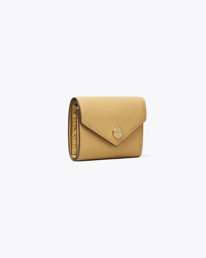 Tory Burch Damen Kleine, strukturierte Geldbörse im Kuvert-Stil Biscotti
