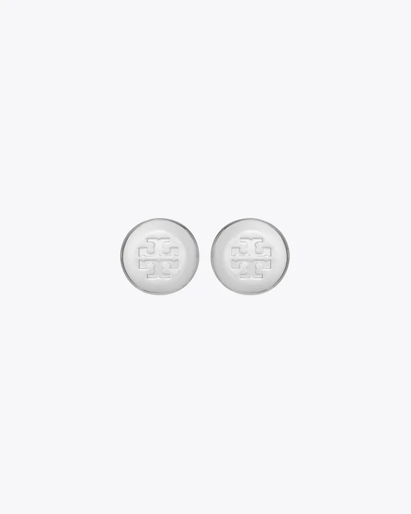 Tory Burch Round Icon Stud Earrings Light