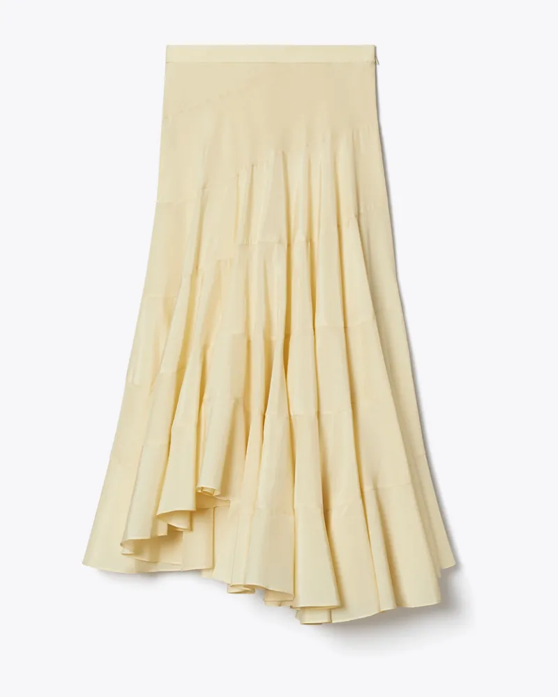 Tory Burch Damen Ausgestellter Rock aus Baumwolle und Seide Pale