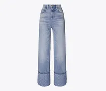 Damen Contrast Cuff Straight Leg Jean