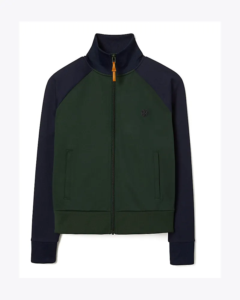 Tory Sport Doppelt Gestrickte Trainingsjacke In Blockfarben Conifer