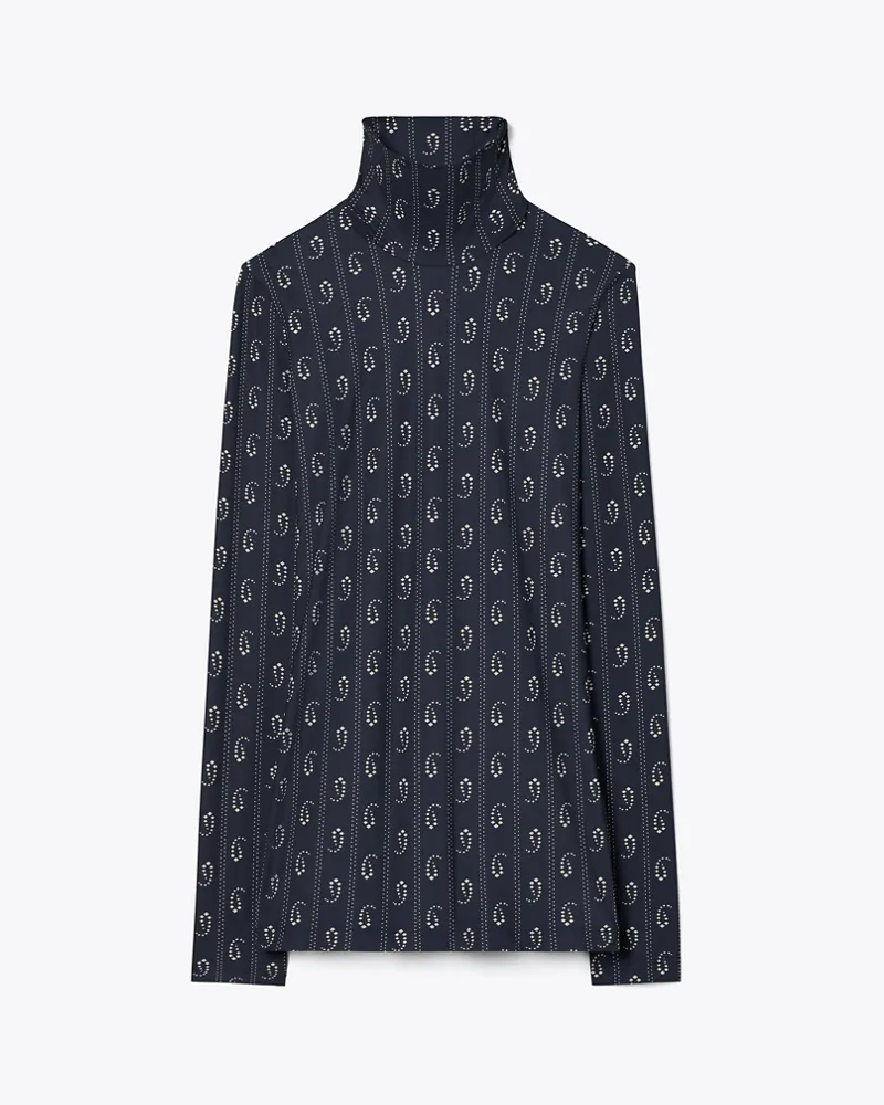 Tory Burch Damen Bedrucktes Jerseytop mit Stehkragen Medium