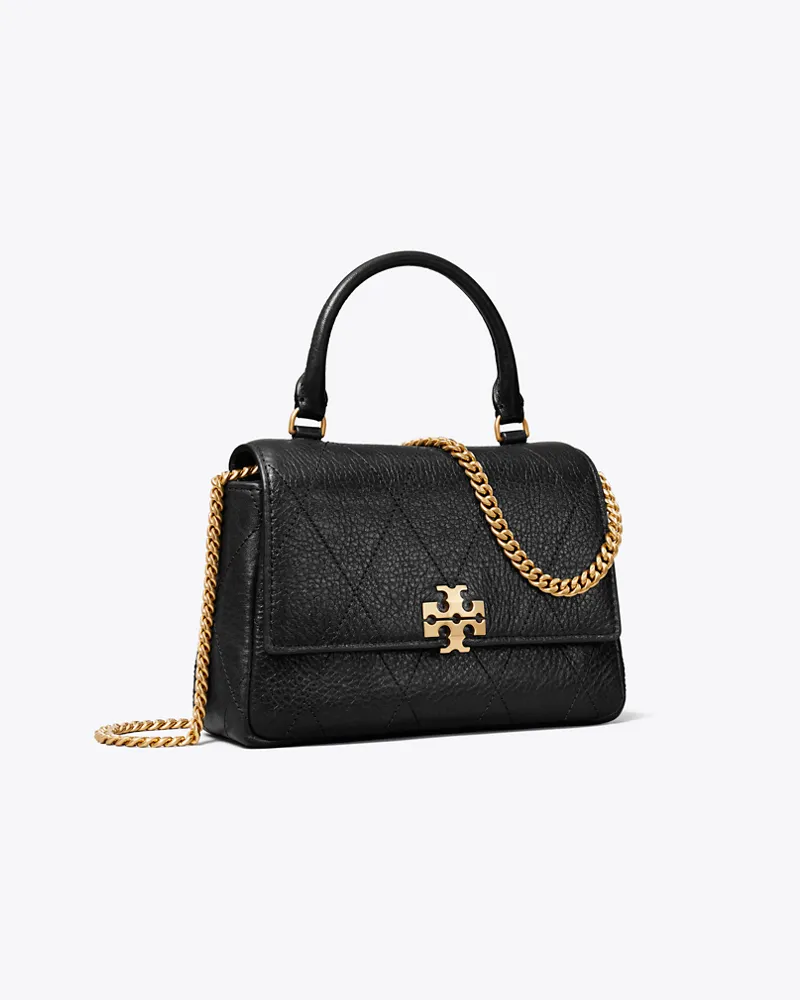 Tory Burch Damen Gesteppte Mini Charlie Crossbody Bag mit Tragegriff oben Black