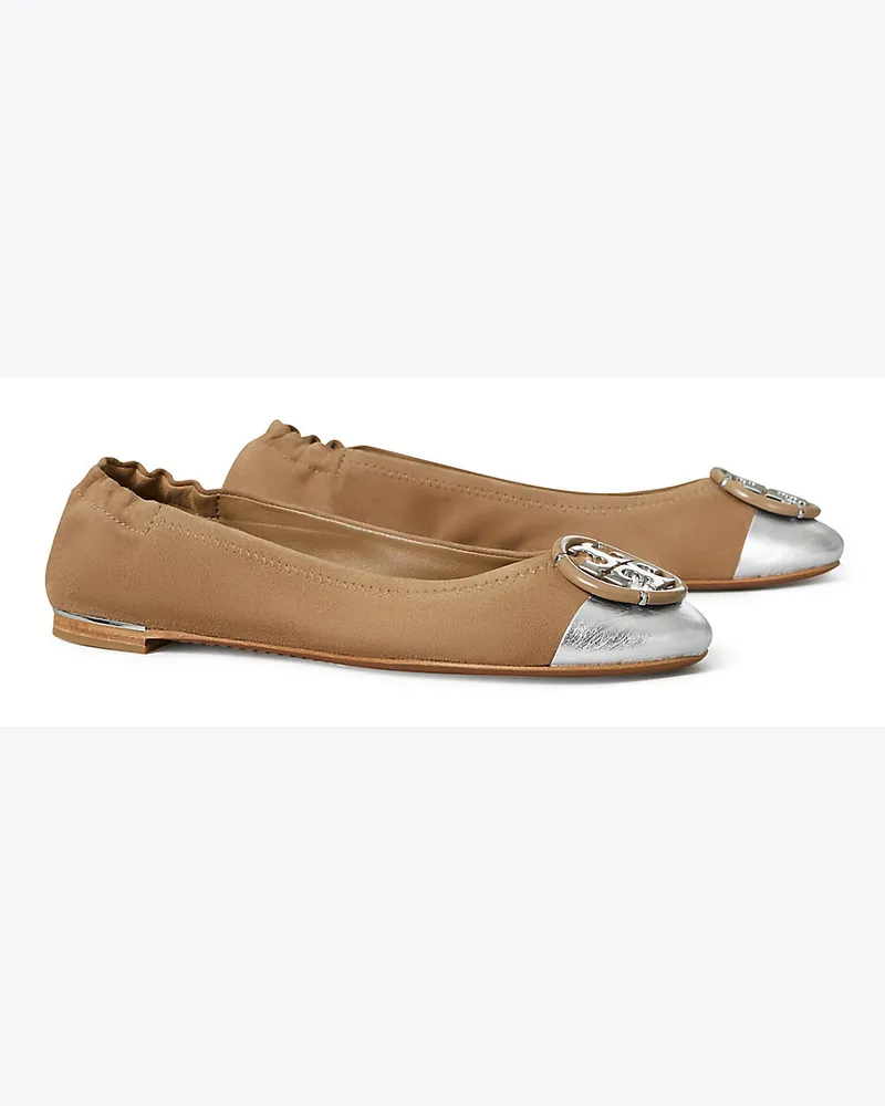 Tory Burch Ballerina Mit Mehrfarbigem Logo Und Zehenkappe Almond