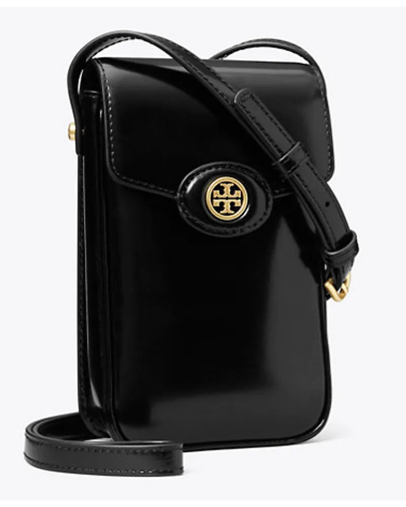 Tory Burch Robinson Spazzolato Phone Crossbody Black