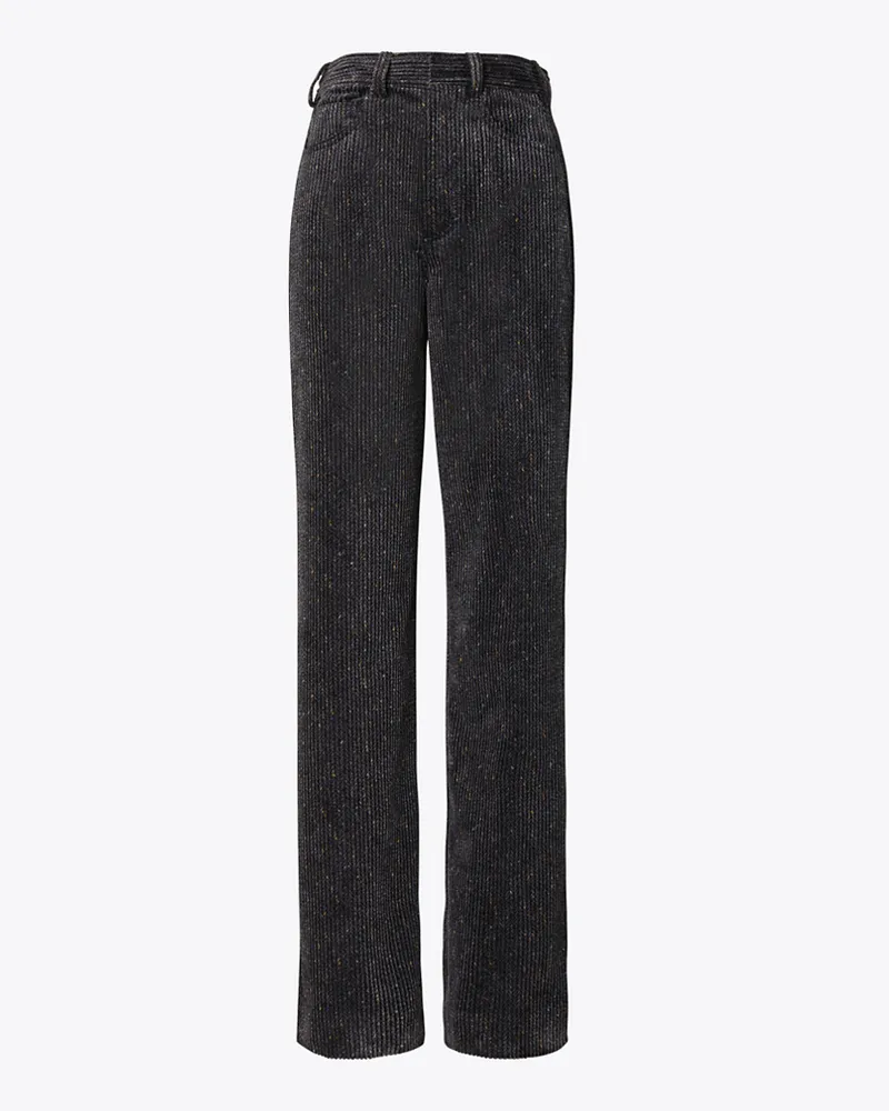 Tory Burch Damen Hose aus Kordsamt mit weitem Beinschnitt Flecked